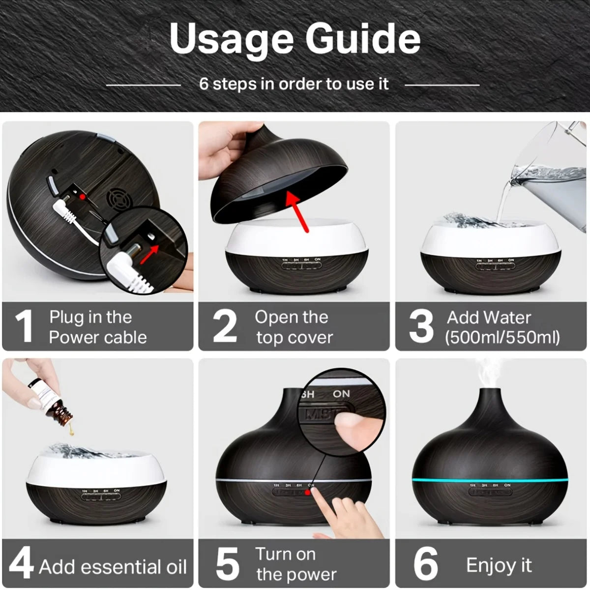 500ml Air Humidifier for Home Essential Oil Diffuser Aromatherapy Machine