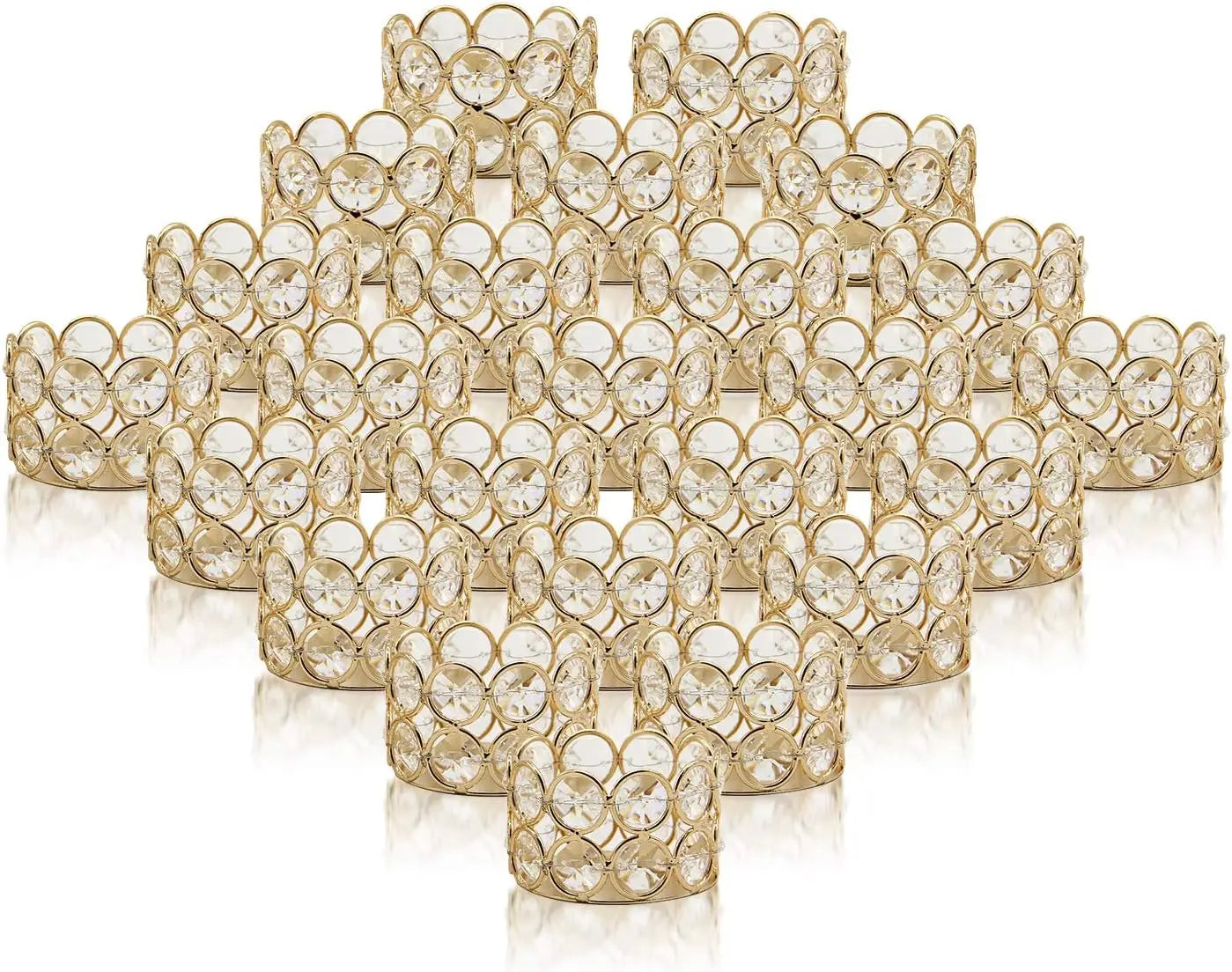 24PCS Crystal Gold Votives Candle Holder Elegant Decorative