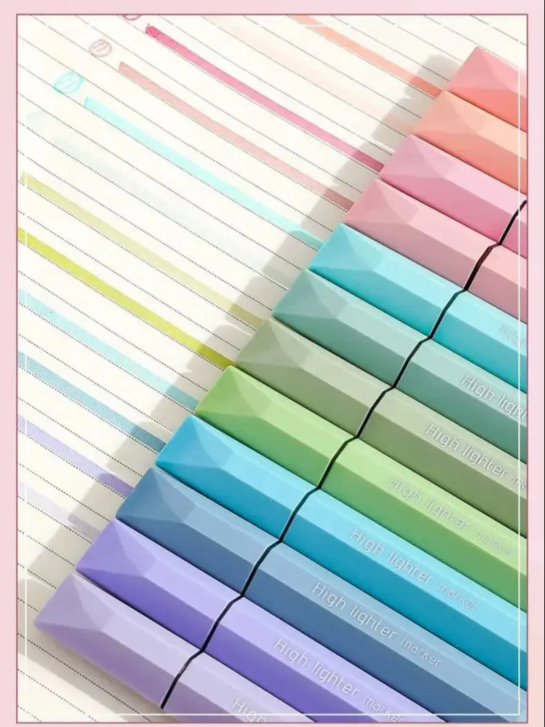 12 colorful highlighters, quick drying, not easy tor smudge