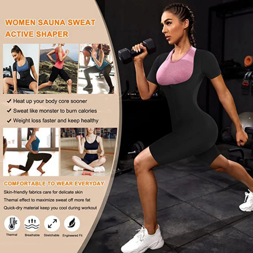 3-in-1 Zipper Body Shaping Sauna Suit For Women,