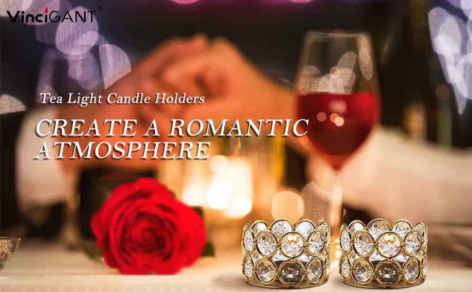 24PCS Crystal Gold Votives Candle Holder Elegant Decorative