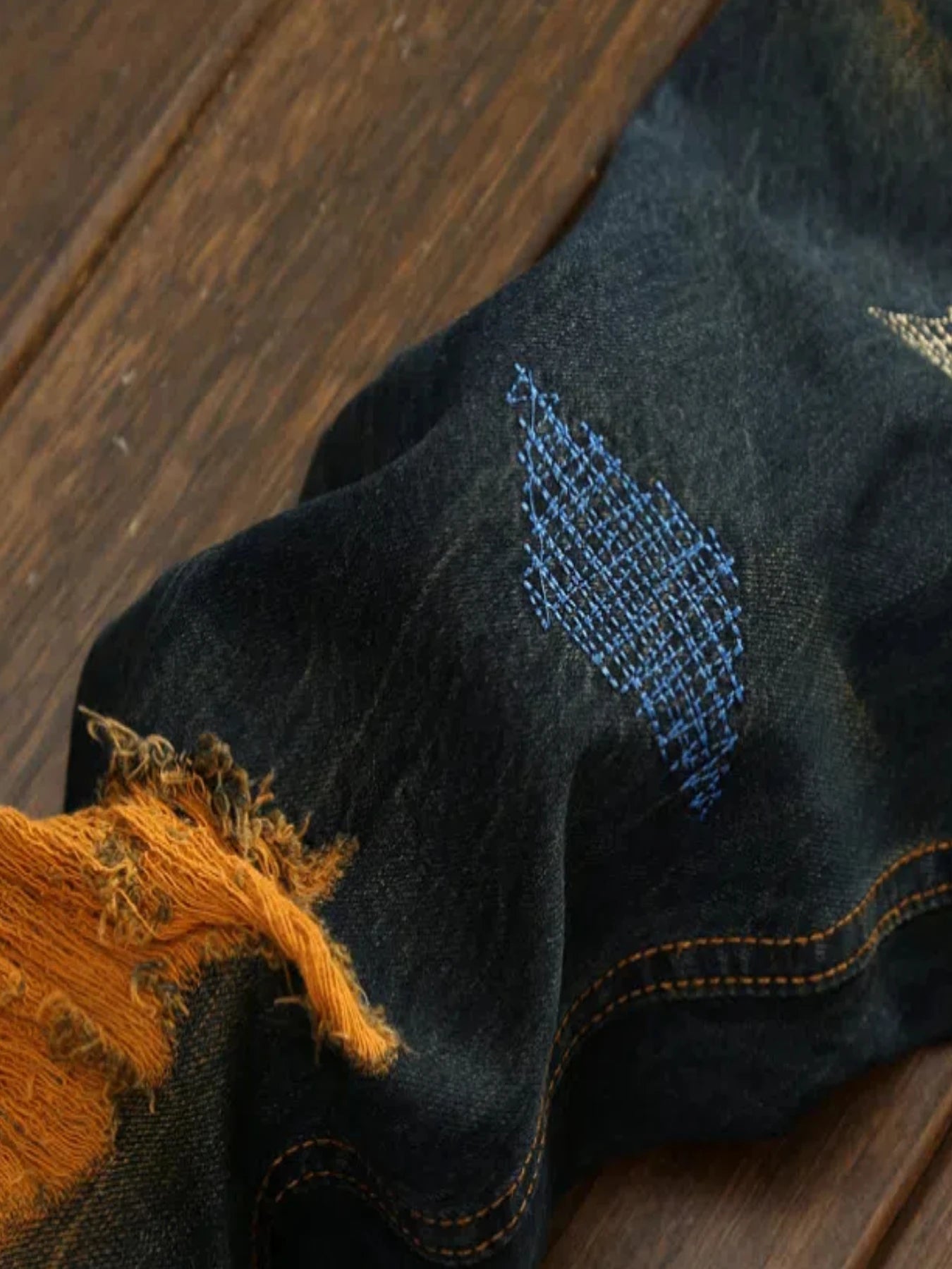 Men's Straight Fit Ripped Old Jeans With Patch Pants