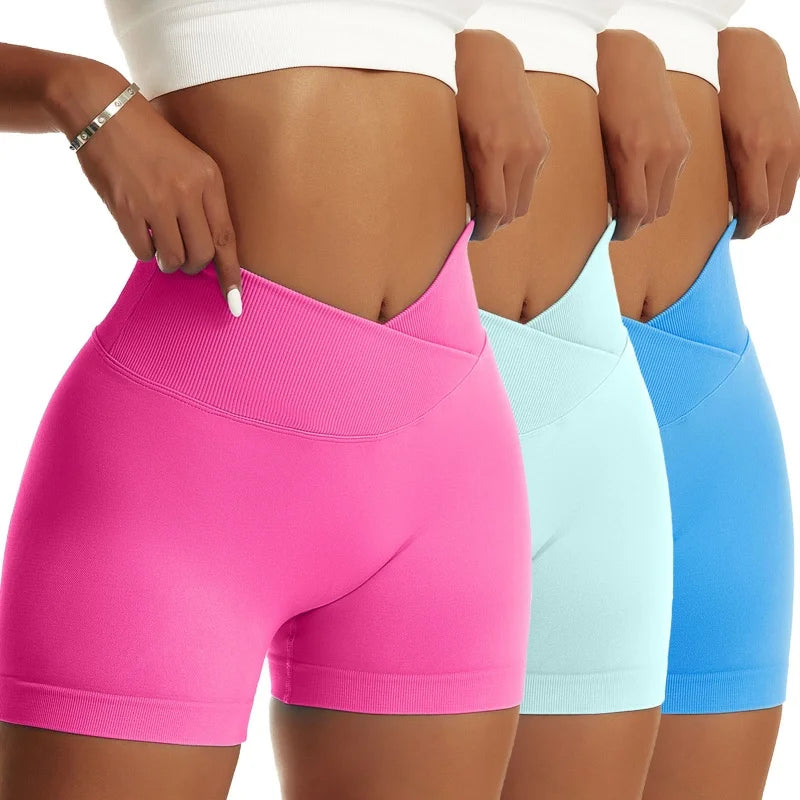 3 Pieces Women Solid Peach Pants Running, Biker, Yoga