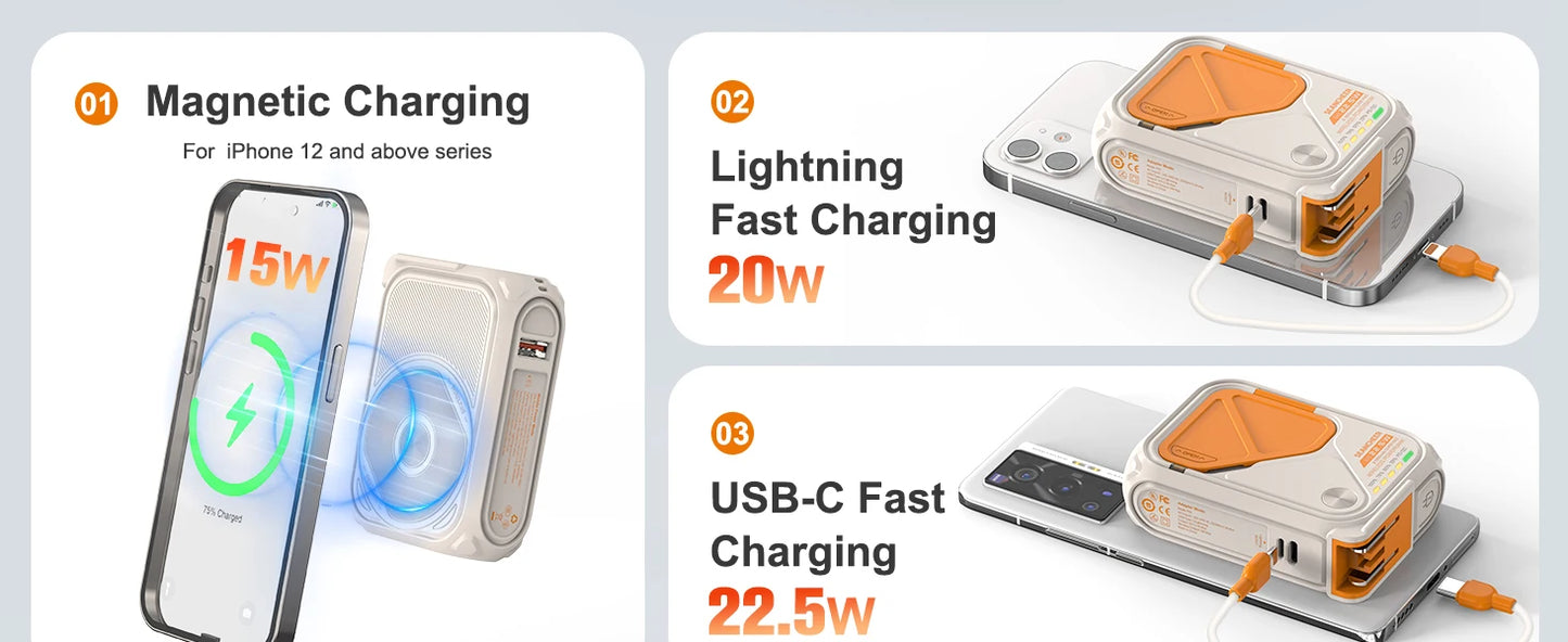 6-in-1 multifunctional power bank for wireless charging,