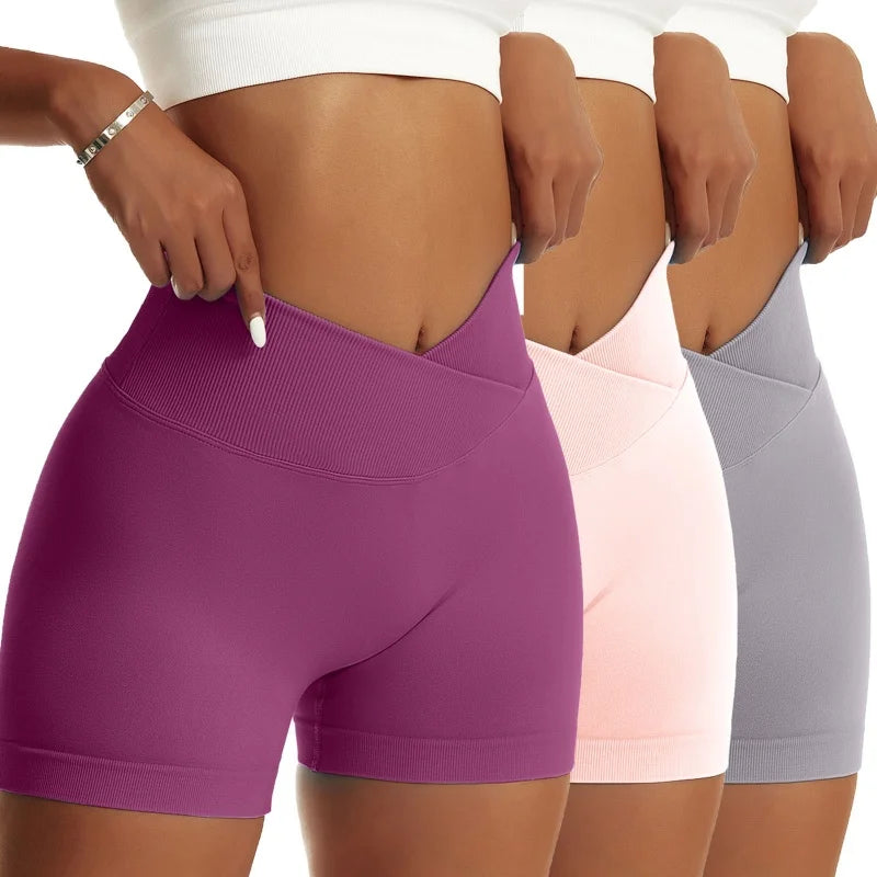 3 Pieces Women Solid Peach Pants Running, Biker, Yoga