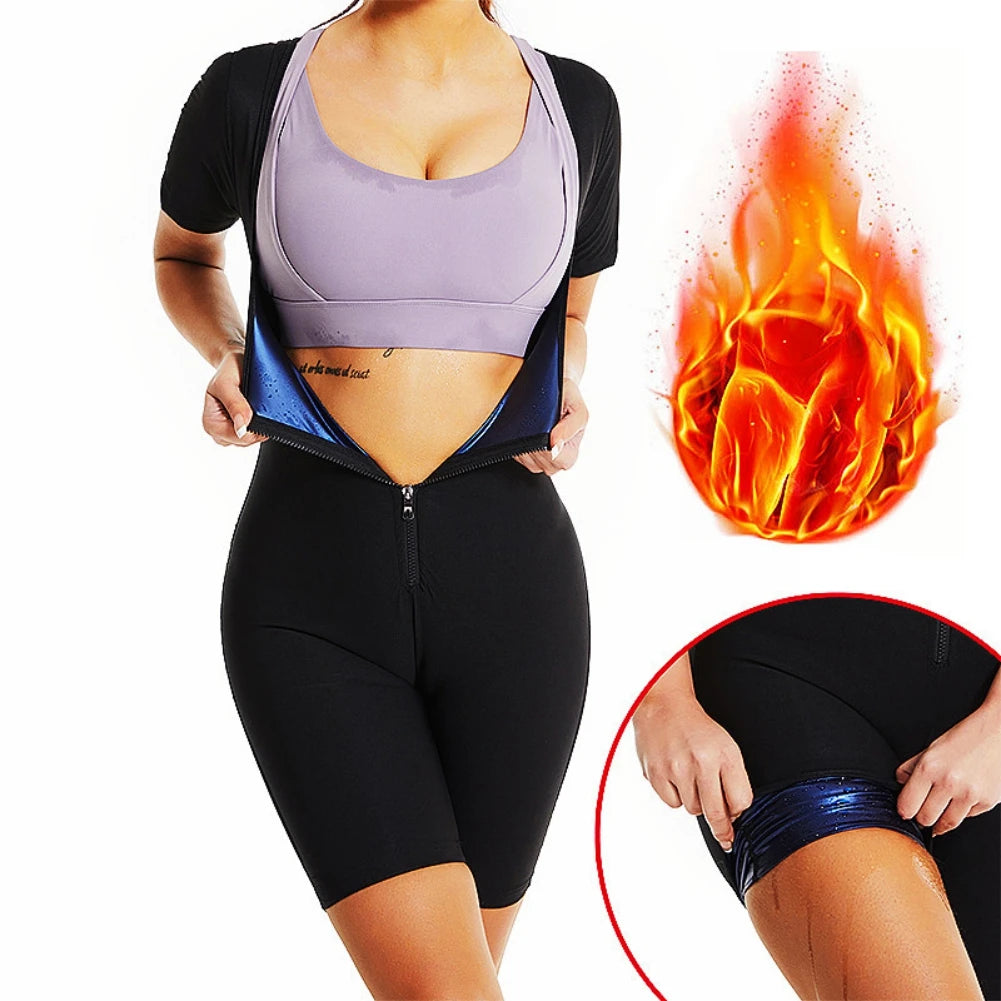 3-in-1 Zipper Body Shaping Sauna Suit For Women,