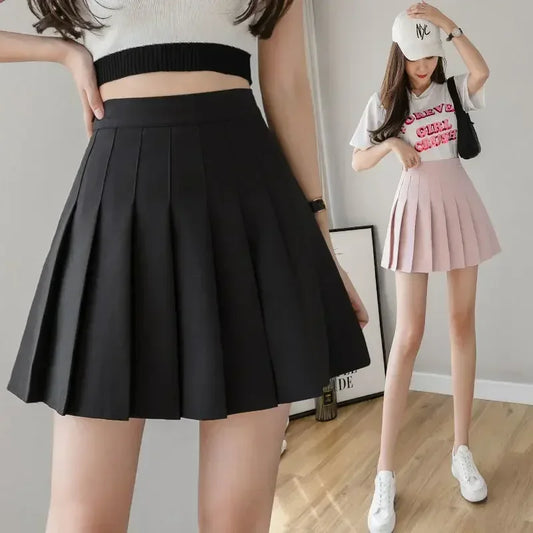 Mini Skirts Womens Summer Japanese School Pleated Skirts High Waist Kawaii Cute Pink Plaid Skirt Uniform Harajuku Jupe