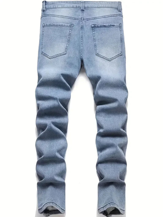 Men'S Fashionable Ripped Jeans, Cotton Blend,