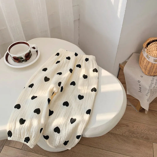 Boys And Girls Wide Leg Trousers Summer Pants Children 's Full Printing Casual Loose Fashion Thin Pants 80-120CM