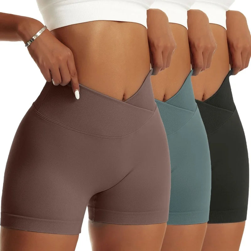 3 Pieces Women Solid Peach Pants Running, Biker, Yoga