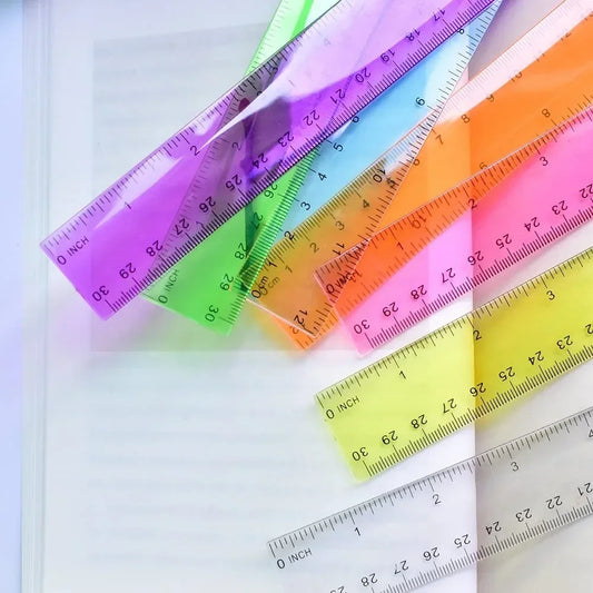 Colorful Transparent Plastic Ruler , Assorted Colors, Transparent , 7 Pack Scho