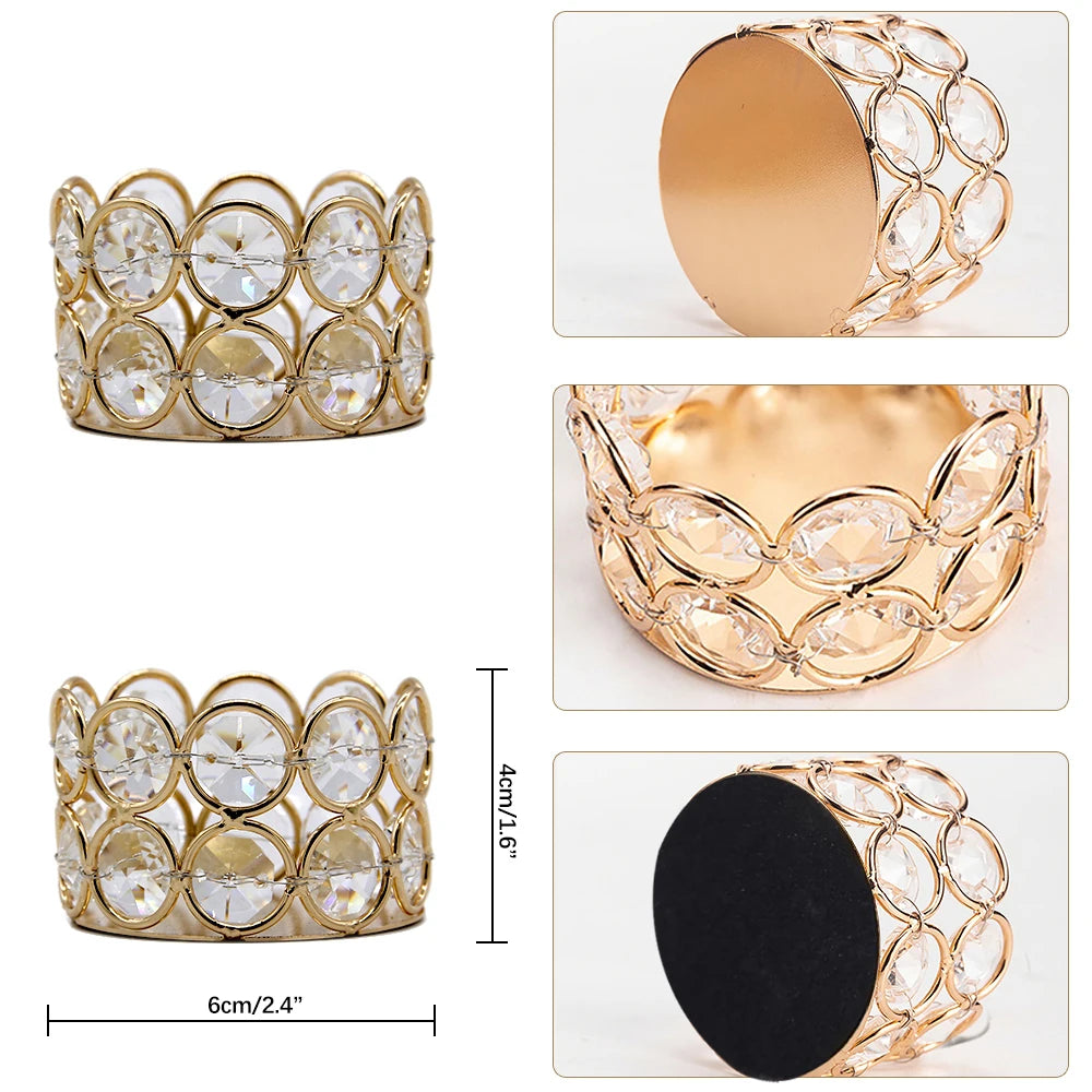 24PCS Crystal Gold Votives Candle Holder Elegant Decorative