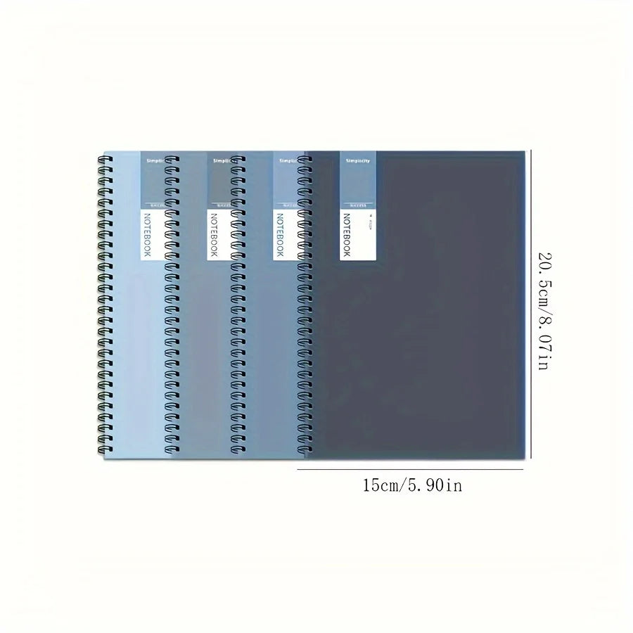 4pcs Gradient Blue A5 Spiral Notebooks,80sheets/160Pages Each, Semi-Gloss Finish