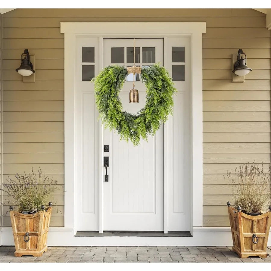 Real Touch Artificial Cedar Wreath 20 with BellWr