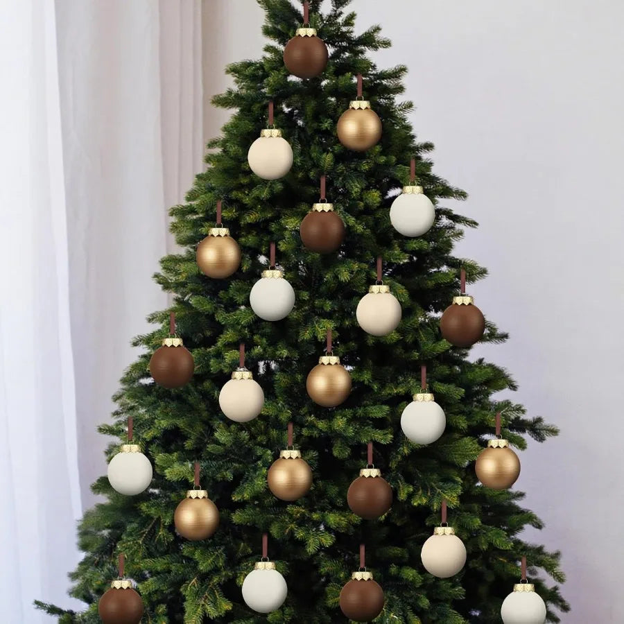 12 Pcs Neutral Textured Christmas Ball Ornaments