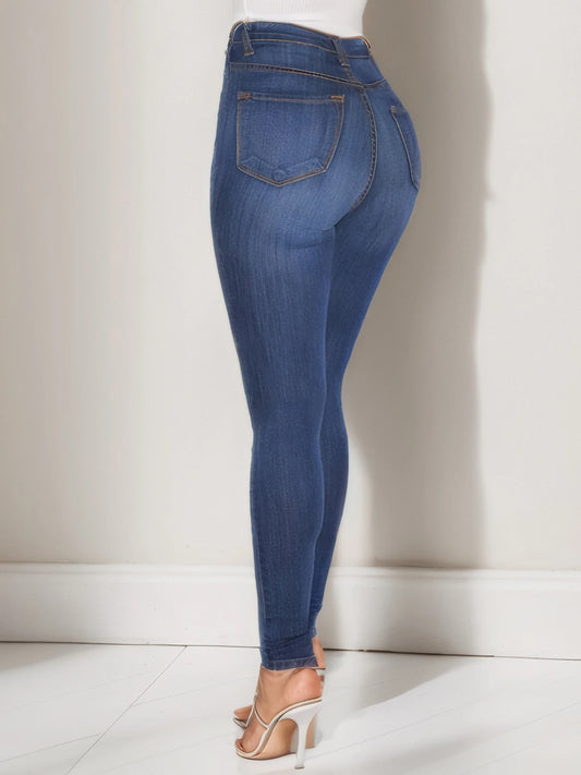 Women's High Waisted Elastic Hip Lifting Sexy Slim Fit Jeans, Fashionable Casual Jeans, Suitable for Daily Wear