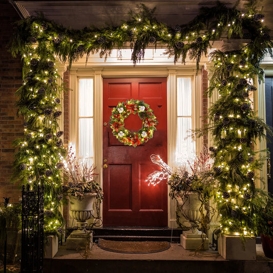 Christmas Hanging Decorations with Spruce Pine Cones Berry Ball