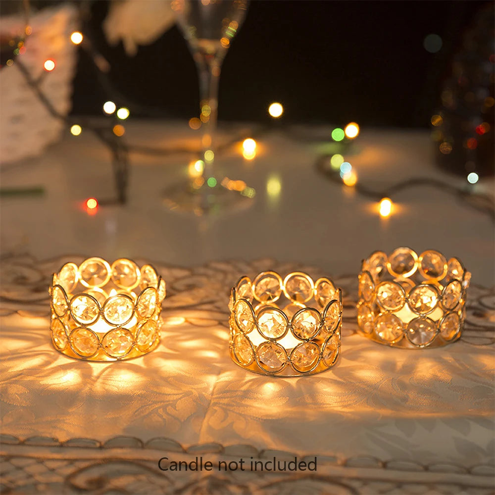24PCS Crystal Gold Votives Candle Holder Elegant Decorative