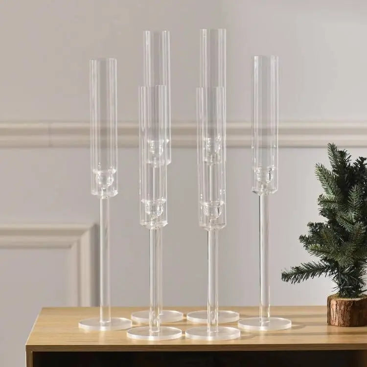 12PCS Clear Arcylic Candle HolderS Decor,Taper