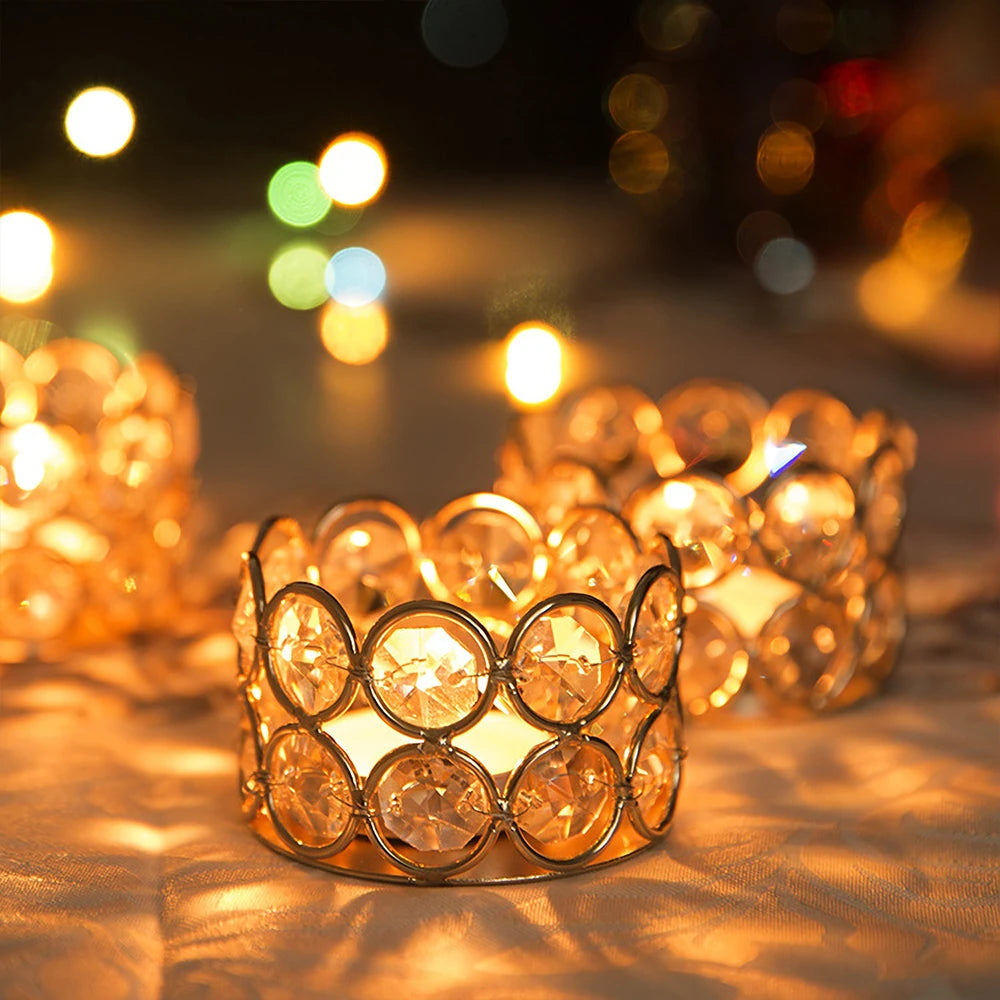 24PCS Crystal Gold Votives Candle Holder Elegant Decorative