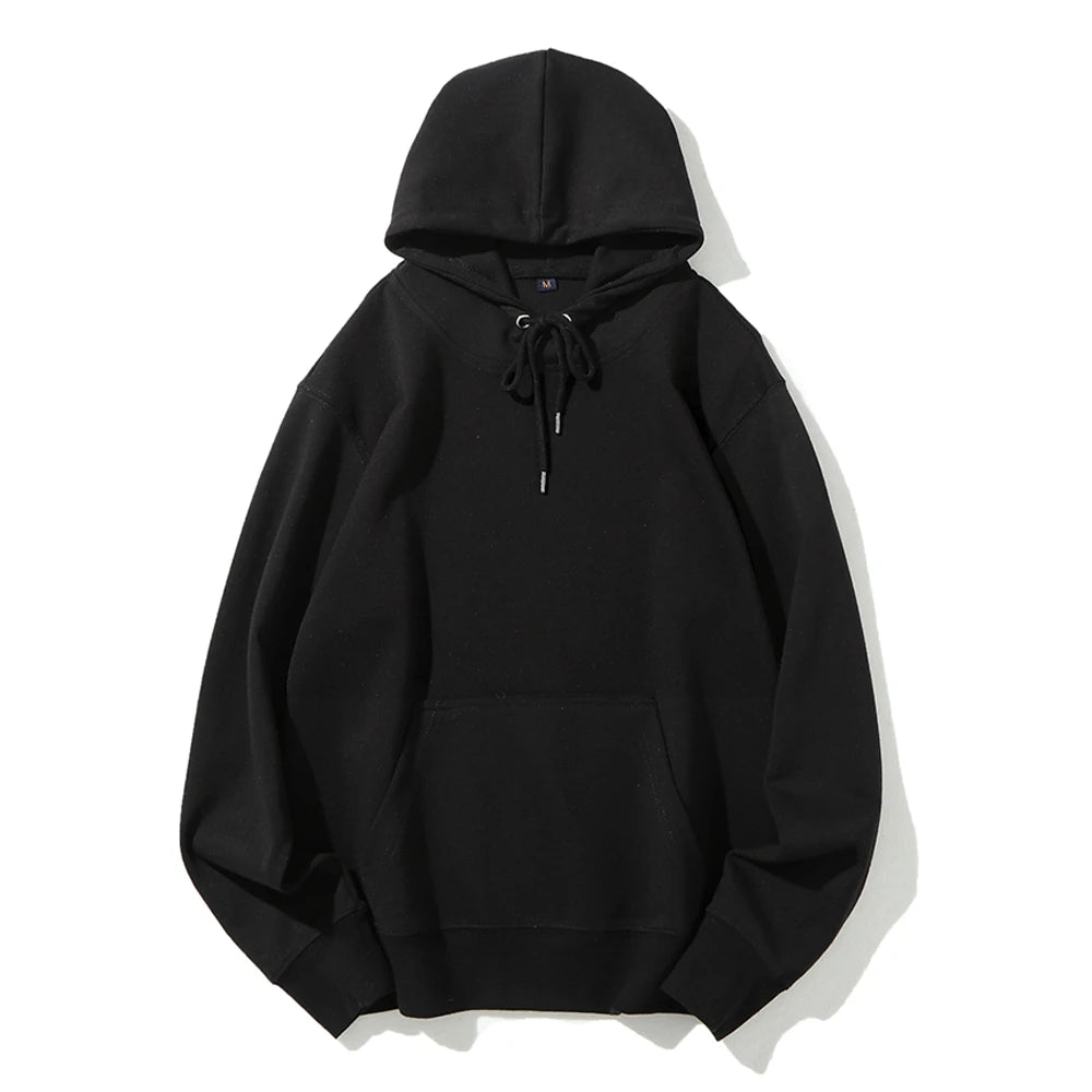 Autumn Winter Oversize Fleece Hoodie Pure Color Sweatshirt
