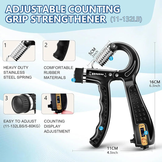 Grip Trainer Kit: Adjustable Hand Gripper,Finger/Hand Exercisers