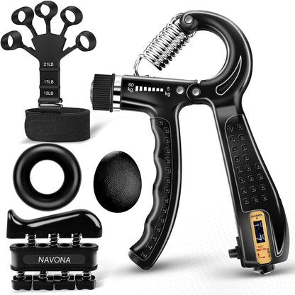 Grip Trainer Kit: Adjustable Hand Gripper,Finger/Hand Exercisers