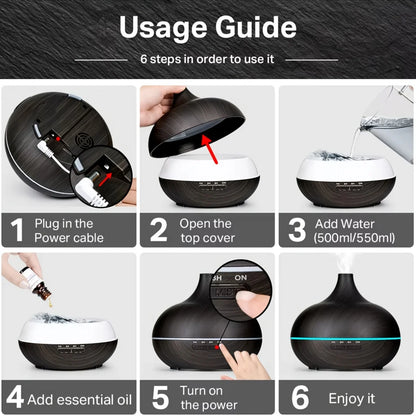 500ml Air Humidifier for Home Essential Oil Diffuser Aromatherapy Machine