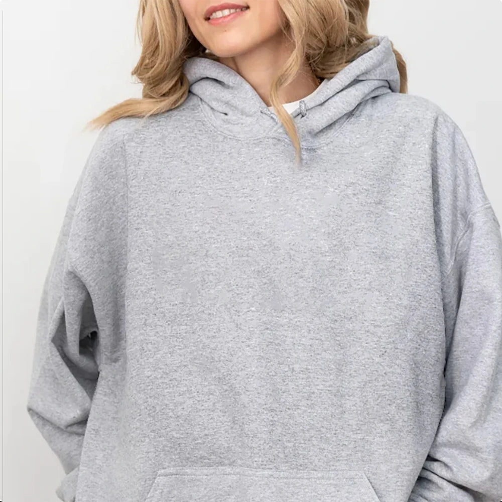 Autumn Winter Oversize Fleece Hoodie Pure Color Sweatshirt