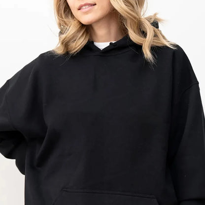 Autumn Winter Oversize Fleece Hoodie Pure Color Sweatshirt