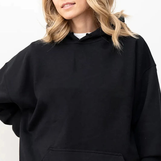 Autumn Winter Oversize Fleece Hoodie Pure Color Sweatshirt