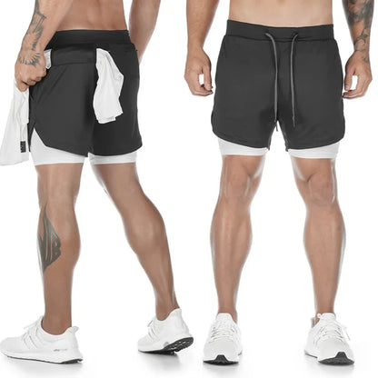 Jogging Sportswear Mens 2 In Quick Drying Running Shorts Workout