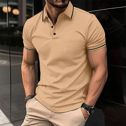 Men s Casual Short Sleeve Button Down Shirt with Turn-down Collar Solid Color Summer Top for Daily Wear and Outings