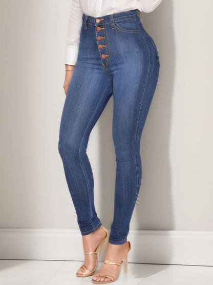 Women's High Waisted Elastic Hip Lifting Sexy Slim Fit Jeans, Fashionable Casual Jeans, Suitable for Daily Wear