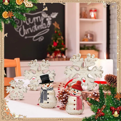 5 Pieces Winter Christmas Wooden Snowflake Decor