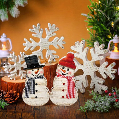 5 Pieces Winter Christmas Wooden Snowflake Decor