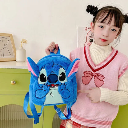New Plush Backpack Ins Japanese Blue Stitch Funny Cartoon Large-Capacity Student Backpack Kindergarten Bag Child Gift