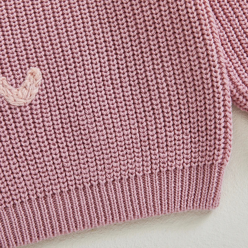 Valentine s Day Love Heart Pattern Knitted Sweater for Girls and Boys Long Sleeve O Neck Pullover Knitwear Top