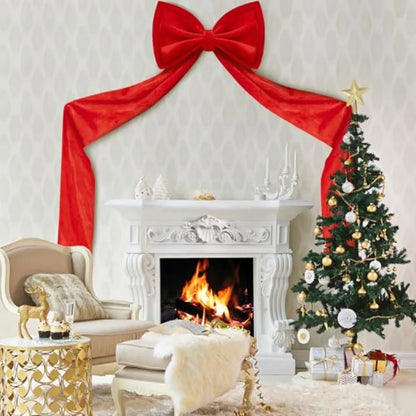 59 Inch Huge Red Bow Christmas Tree Topper with DoubleLayer Large Red Velvet Decorate Bows for Home Holiday Decor Extra Large R