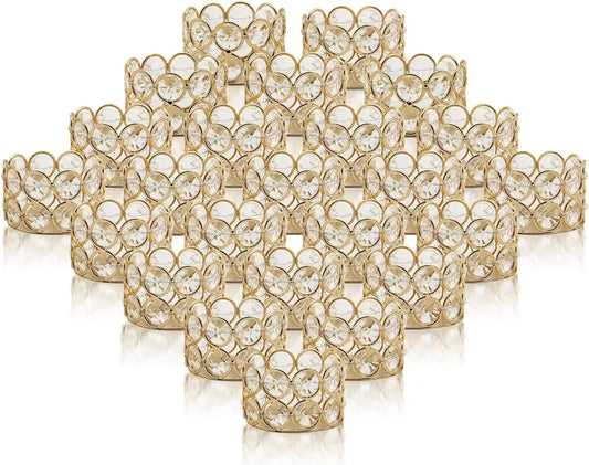 24PCS Crystal Gold Votives Candle Holder Elegant Decorative