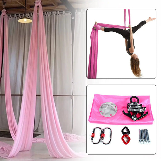 Aerial Silk Yoga Swing Hammock Pilates w/ Carabiner Kit