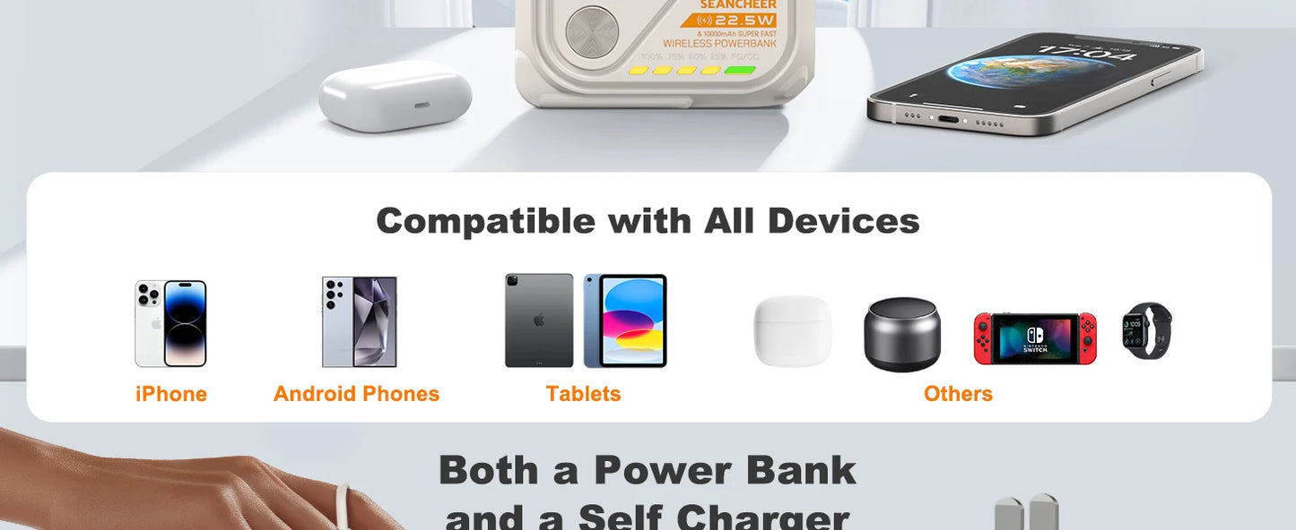 6-in-1 multifunctional power bank for wireless charging,