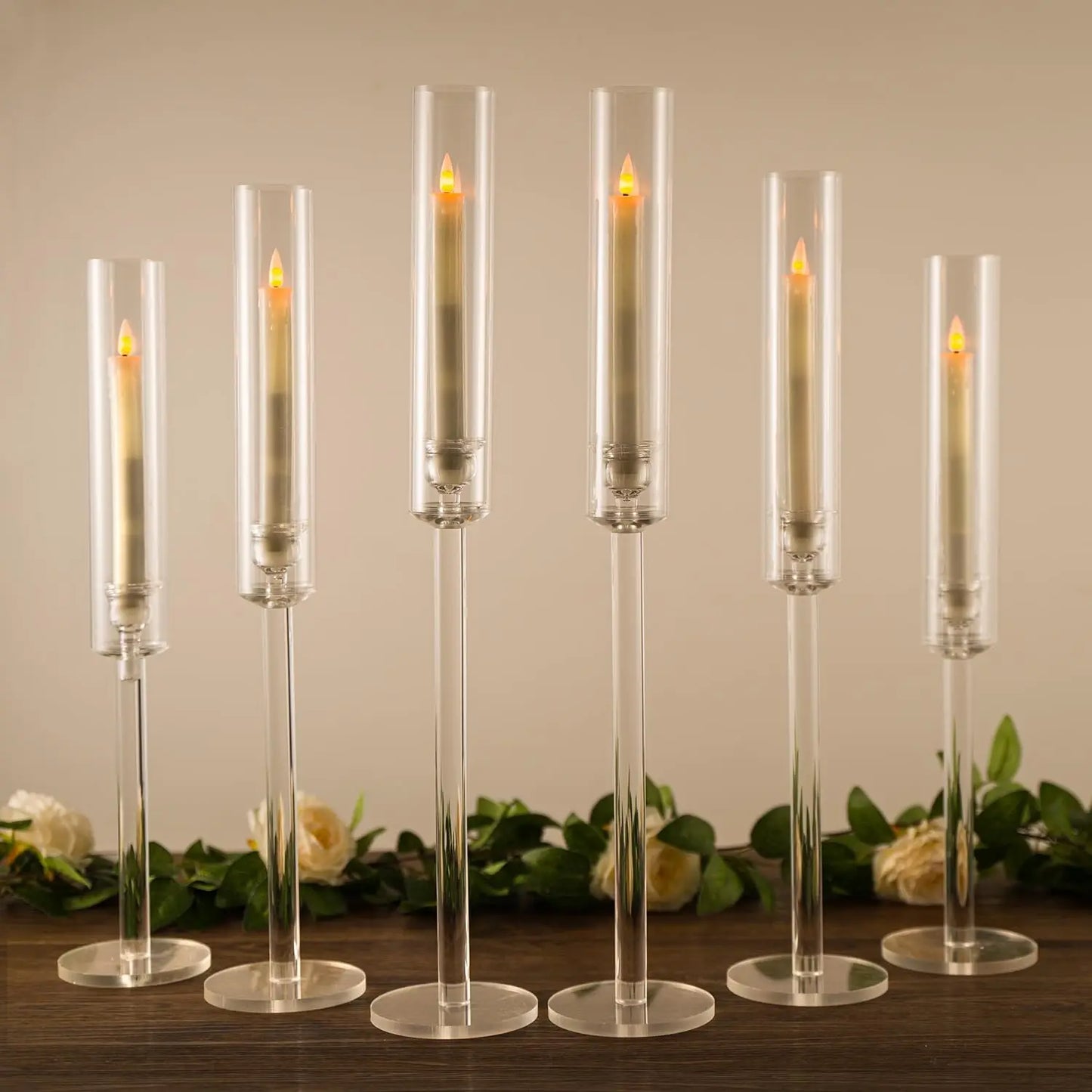 12PCS Clear Arcylic Candle HolderS Decor,Taper