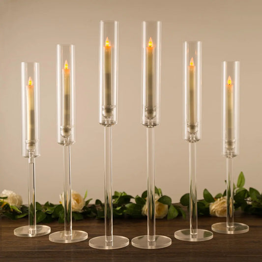 12PCS Clear Arcylic Candle HolderS Decor,Taper