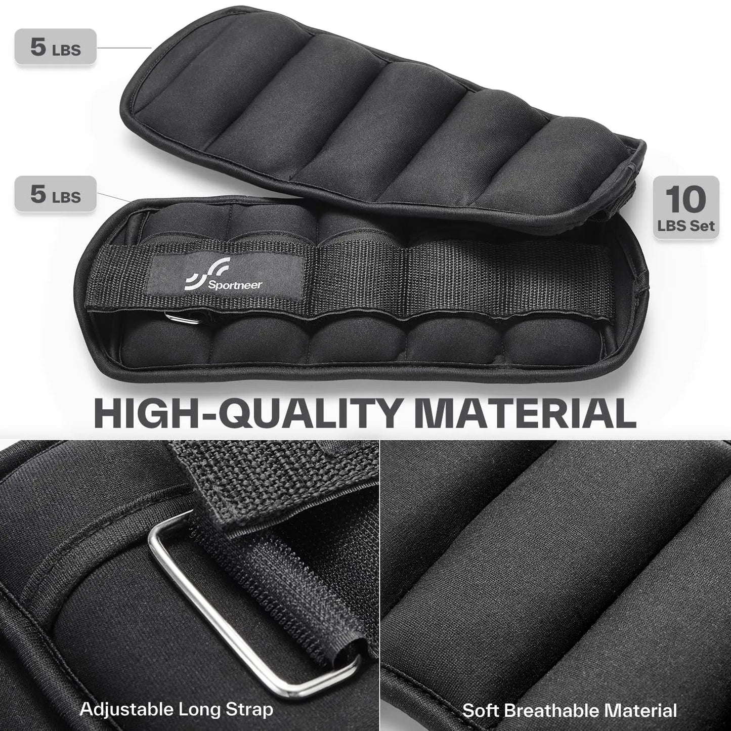 Adjustable Ankle Weights 1Pair 10lb Leg Weight Straps for Women Men