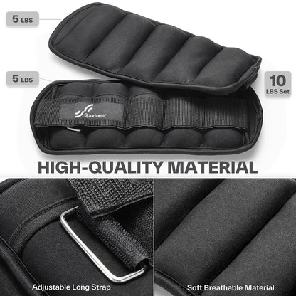 Adjustable Ankle Weights 1Pair 10lb Leg Weight Straps for Women Men