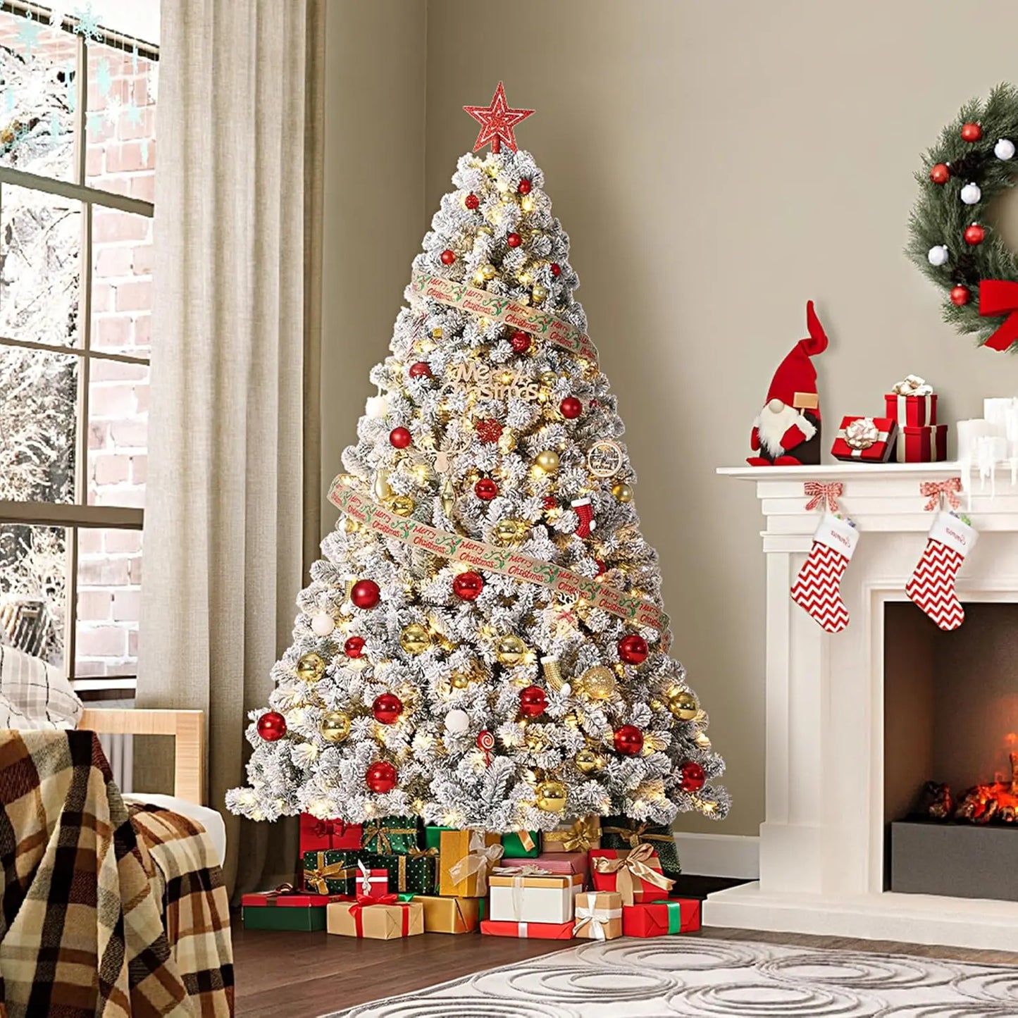 7.5FT Christmas Tree Prelit Artificial Christmas Tree