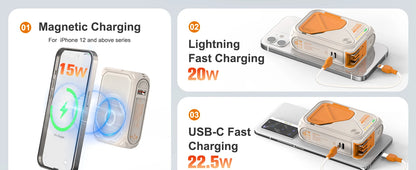 6-in-1 multifunctional power bank for wireless charging,