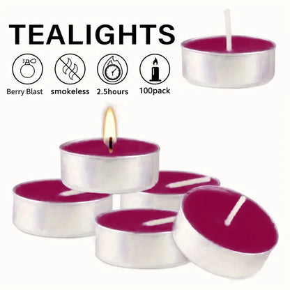 Air Fusion 100 Count Tea Light Candles Burgundy Berry Aromatherap
