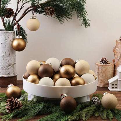 12 Pcs Neutral Textured Christmas Ball Ornaments
